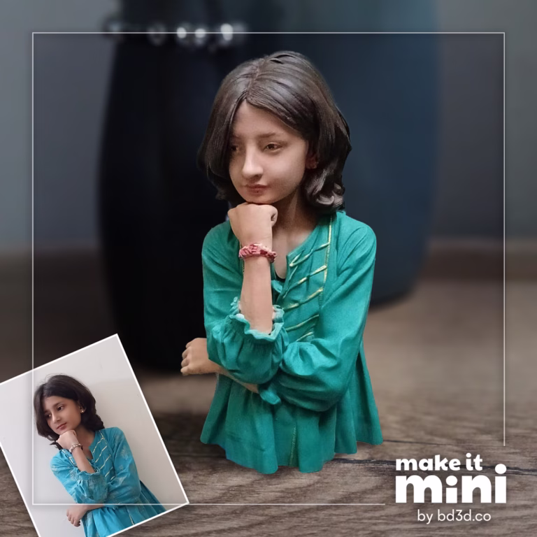 hand-sculpted 3d figurine from photo by BD3D custom miniature sculpture on black base