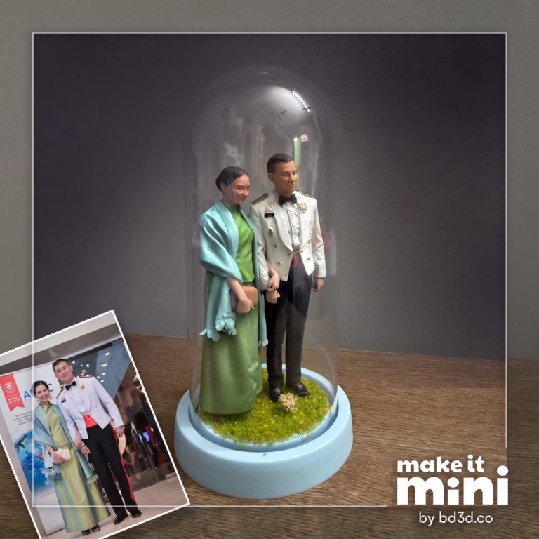 hand-sculpted 3d figurine from photo by BD3D custom miniature sculpture on black base
