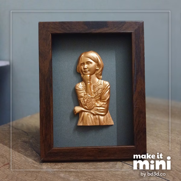 hand-sculpted 3d figurine from photo by BD3D custom miniature sculpture on black base